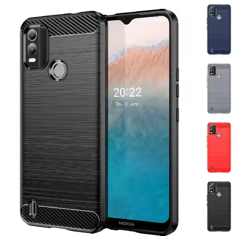 For Cover Nokia C21 Plus Case For Nokia C21 Plus Capas Shockproof Bumper Soft TPU Carbon Fiber Case 