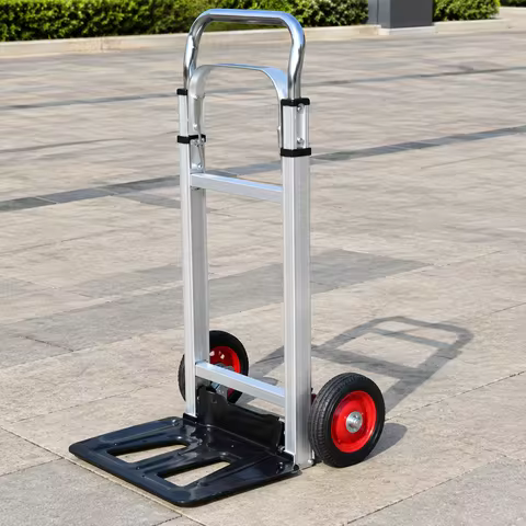Folding Hand Truck 80kg/176LBS, 2-Wheel Aluminum & PP Foldable Dolly Cart for Moving Boxes, Luggage,