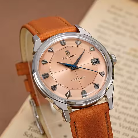 Baltny 36mm Dress Watch Man S4106 Vintage Pie-Pan Dial Automation Watch See-through Caseback Sapphir