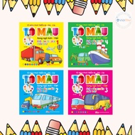 Combo Book of 4 Coloring books to Develop IQ-EQ - CQ Cars - Boats - Planes - Bilingual English - Vie