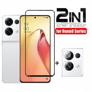 2 in 1 OPPO Reno 8Z 8 Pro 5G Tempered Glass Full Cover Screen Protector for OPPO Reno 7 6 5 Pro 4 4Z 6Z 7Z 5G Tempered Glass Camera Lens Protector