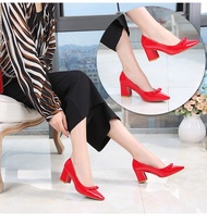 Giày cao gót bít mũi 5 phân đính nơ xinh có big size 41 42 43 Ms 700