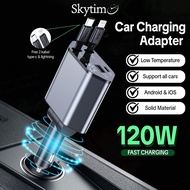 (Get Pouch) Skytime 4in1 120watt Car Charger Fast Charging Plug Car Charger USB Type-C Ios Lightning