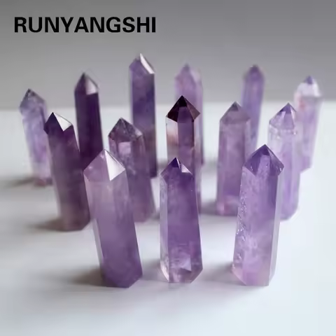 Runyangshi Beautiful Natural crystal column Amethyst raw stone grinding high quality crystal handicr