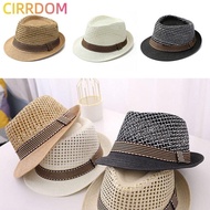 CIRRDOM Straw Fedora Hat, Straw Short Brim Sun Cap,  Breathable Trilby Floral Hat Man