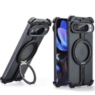 Luxury Metal Frame Magnetic Holder Phone Case for Google Pixel 8 9 Pro XL 9Pro Magsafe Aluminum Allo