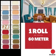 [60M/ Roll] Kain Plain Langsir Mat Satin Bidang 60" Tebal Murah DIY Curtain Semi Blackout / Alas Mej