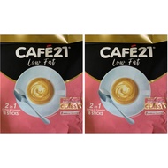 CAFE21 (Low Fat)-2 in 1 Coffee & Creamer - 2 Bags x 18 Sticks x 14g (Twin Bags)