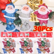 6/18/30Pcs Santa Claus Hanging Ornaments / Mini Colored Sparkling Santa Claus Pendants