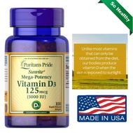 Puritan's Pride Vitamin D3 125 mcg (5000 IU) / 100 Softgels