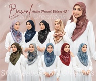 [SALE FAREHA] Bawal Cotton Printed Bidang 45 | Fareha Tudung Bawal Anti Kedut Cotton Premium Printed