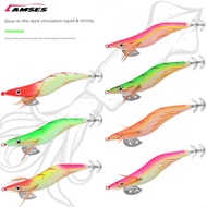 duel ez slim 80mm cumi memegang cumi umpan Squid Wooden Shrimp Hook Lure Fake Bait Luminous Lure Sea