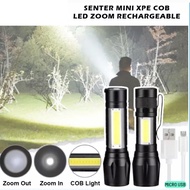 Senter Mini (PANJANG) Swat COB LED Zoom Super Terang Police Light Rechargeable XPE / Lampu Pencahaya