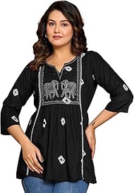 Short Kurti for Women | Indian Tunic Tops for Women | Indian Ethnic Tunic Top | Embroidered Tops 3/4