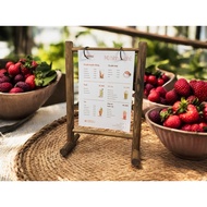 Menu rack size a4/A5, Pine wood frame with round base to hang menu size A4/A5 - GXHOME