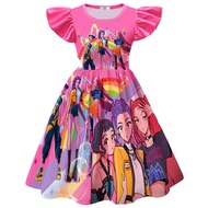 Girls dresses Movie Cartoon dresses childrens K-POP dresses childrens short-sleeved dresses 4-10 yea