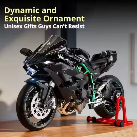 1:9 Scale Kawasaki Ninja H2R Diecast Alloy Motorcycle Model Smoke Spray Effect Collector Edition Gif