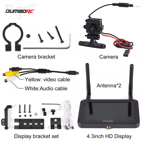 DUMBORC 4.3-inch FPV HD Display 5.8G Image Transmission Dual Antenna Aerial Camera for X6 Frsky Flys