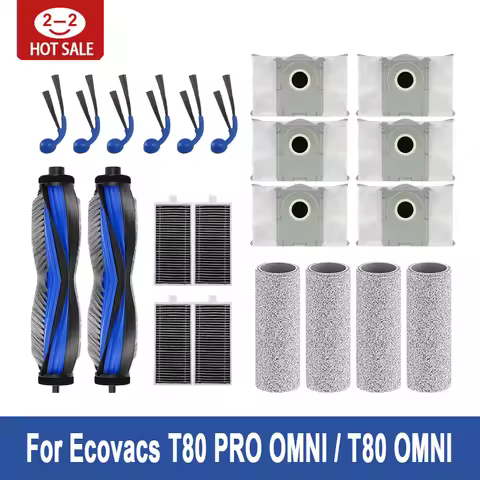For ECOVACS T80 Pro Omni / T80 Omni Robot Vacuum Cleaner Parts Main Roller Mop Cloth Side Brush Dust