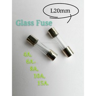 GLASS FUSE 20MM (4A,6A, 8A,10A,15A).(10pcs/pack)