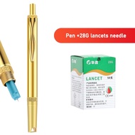 Pure Copper Gold color pen + 28 G Kotak Jarum Bekam / Alat Bekam Bekam Cupping Acupuncture Therapy b