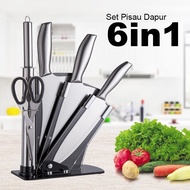 Pisau Set isi 6 Pisau Dapur Daging Pengasah Pisau Gunting Tajam Knife Kitchen