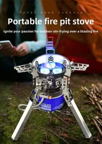 Outdoor Field Stove Cassette Stove Three-head Gas Stove BBQ Camping Stove Picnic Stove Stove Head St
