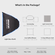 Aputure Amaran Lampu Kotak อ่อนขนาด45X45 60X90 30X120พับได้ติดตั้งกล่องนิ่มทรงสี่เหลี่ยมสำหรับ Amara