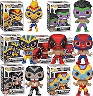 Funko Pop! Marvel Lucha Libre Set of 7: Spider-Man, Iron Man, Hulk, Captain Marvel, Deadpool, Venom and Wolverine