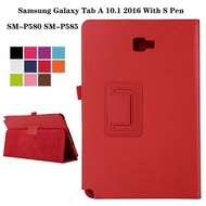 Samsung Galaxy Tab A A6 10.1 2016 With S Pen SM-P580 SM-P585 Simple PU Leather Solid Color Stand Cover Leather Case