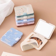 Mini Square Makeup Mirror Portable Comb Mirror 2 in 1 Vanity Mirror Cosmetic Vanity Foldable