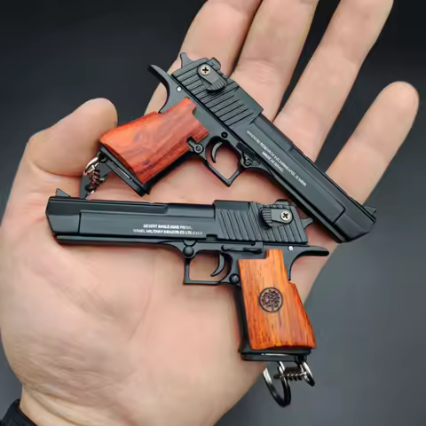 Desert Eagle 1:3 Scale Gun Keychain, Wooden Handle, Handmade Metal Key Ring, Unique Gift for Gun Ent
