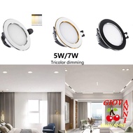 GIOVANNI Down Lights, Spot Light Tricolor Dimmable LED Downlight, Small Anti Glare Recessed 5W 7W Ceiling Spot Lights Home