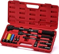 CASOMAN CR-V 1/2 Inch & 3/8 Inch Drive 72 Teeth Torque Wrench Set, 20-220 Nm, 5-60 Nm, with Extensio