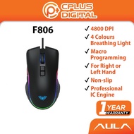 AULA F806 Wired Gaming Mouse Marco Programmable RGB Colorful Lightning 4 Gear DPI 7 buttons for PC L