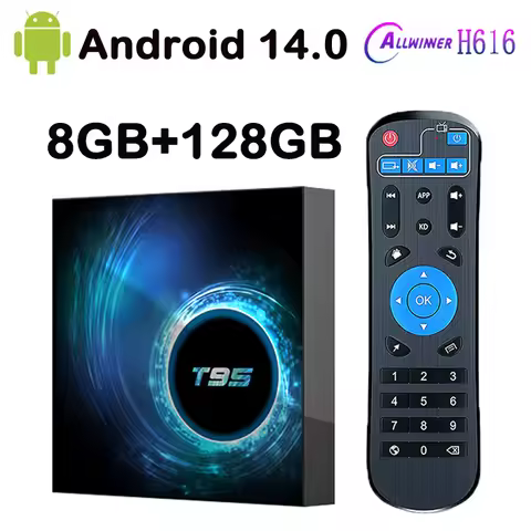 128GB T95 TV Box Android 14 Allwinner H616 2GB 32GB Support AV1 1080P H.265 4K 2.4G&5G Wifi BT Andro