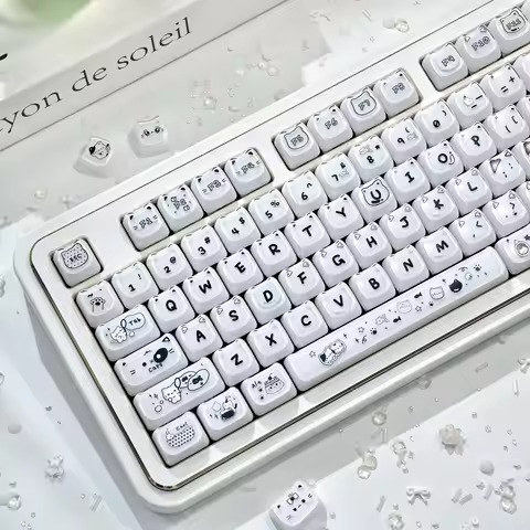Cute Cat MAO Keycaps Double-Layer Jelly Pudding Crystal Translucent Keycap Side Engraving Pink MX Sw