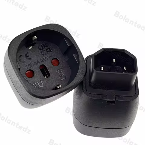 Bolantedz Euro to C14 3 pins Plug Adapter 10A 250V EU Germany to IEC60320 Male Conversion Converter 