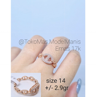 Cincin italy fashion herme* emas putih rosegold 750 kadar 17 K baru