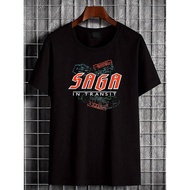 Vintage Saga "in Transit" Retro 80s Music Tour Trend Fashion Popular Style Milk Silk Skin-Friendly T