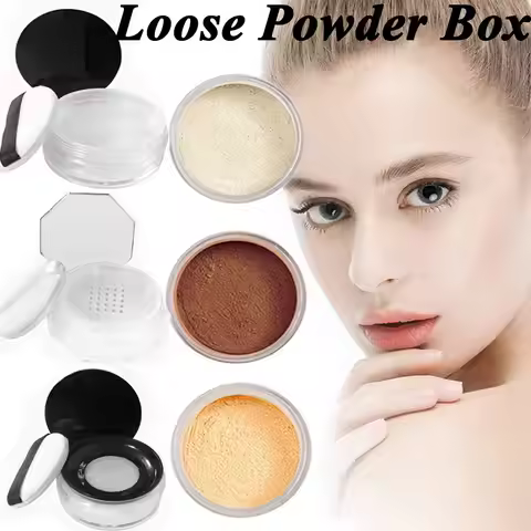 Plastic With Puff Repacking Box Sifter Container Loose Powder Box Makeup Jar Cosmetic Container