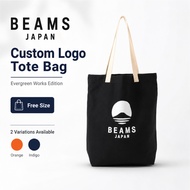 Custom Logo Tote Bag by Beams Japan - Evergreen Works Edition - Available in Orange and Indigo