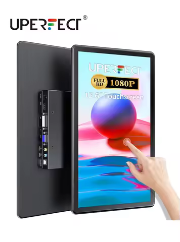 UPERFECT 15.6“ Portable Monitor Touch Screen with 2000:1 Full HD Screen Integrated Stand & DVI VGA H