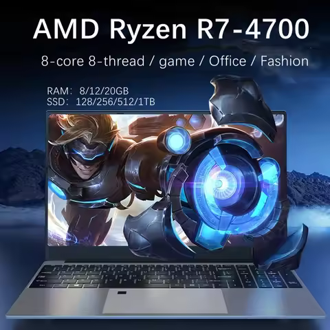 2025new 15.6-inch Metal Laptop Backlit AMD R7-4700 Lightweight Portable Business Office Design Compu
