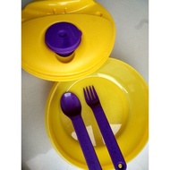 [SOLD] Preloved tupperware eat on the go 1L lunch box set salad lunch box Complete With Spoon