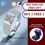 Men Ring Real Moissanite 1ct S925 Pure Silver Engagement Ring /Cincin Lelaki Tunang Kahwin