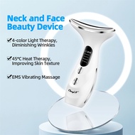 CkeyiN 4 Color Neck Beauty Device EMS Face Lifting Machine Double Chin Remover LED Anti Wrinkle Skin Tightening Facial Massager