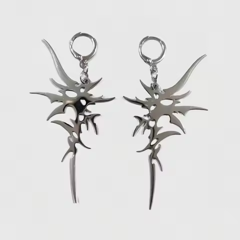 Grunge Aesthetic Irregular Thorn Dangle Earrings Y2K Punk Retro Fashion Geometric Drop Earrings for 