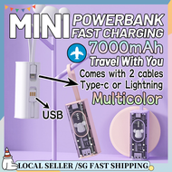SG READY STOCK Fast Charging 7000mAh Portable Mini PowerBank with Type-C Cable Lightweight Power Bank