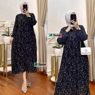 Midi Dress Muslim Korrean / Midi Dress Motif Bunga